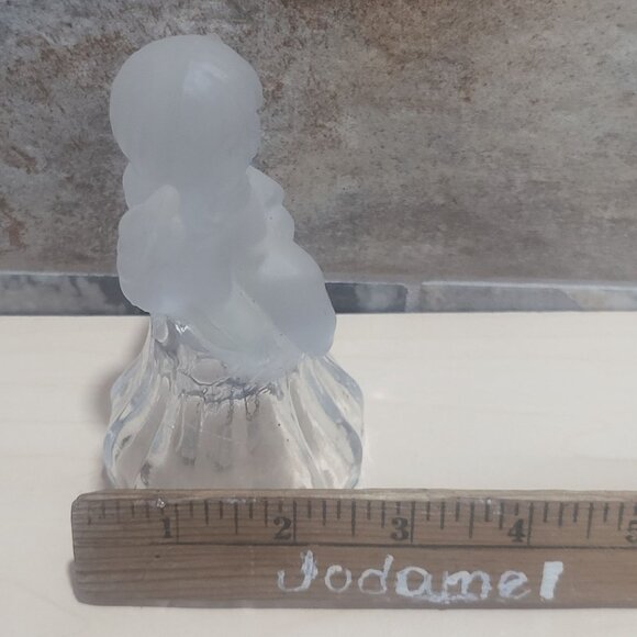 Vintage Lead Crystal Angel Bell Frosted Clear Glass - Picture 10 of 10